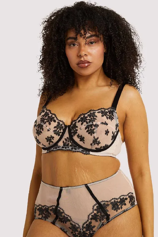 Evie Black & Peach Balcony Bra