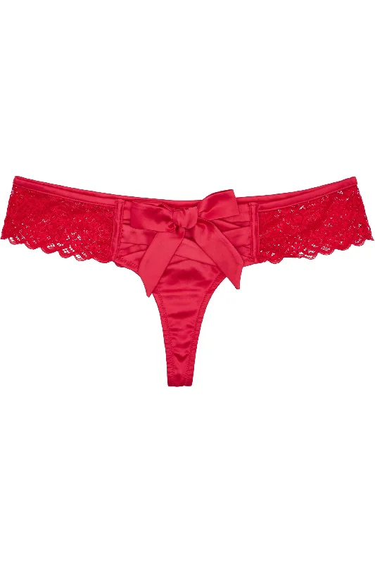 Ruby Pink satin crossover thong