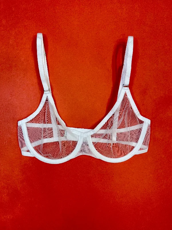 Yasmine Eslami: Jeanne Mesh Underwire Bra - Blanc