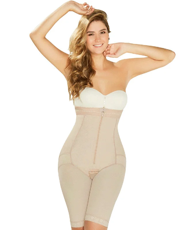 Diane & Geordi Postpartum Butt Lifter Tummy Control Capri Shapewear Open Bust Knee Length Body Shaper for Women