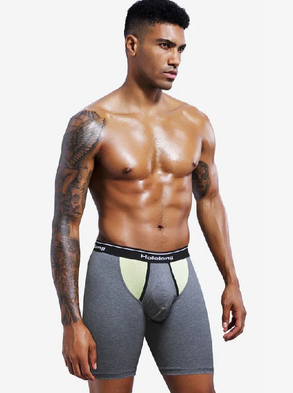 Dual Pouch Men's Long Legs Sports Boxer Briefs