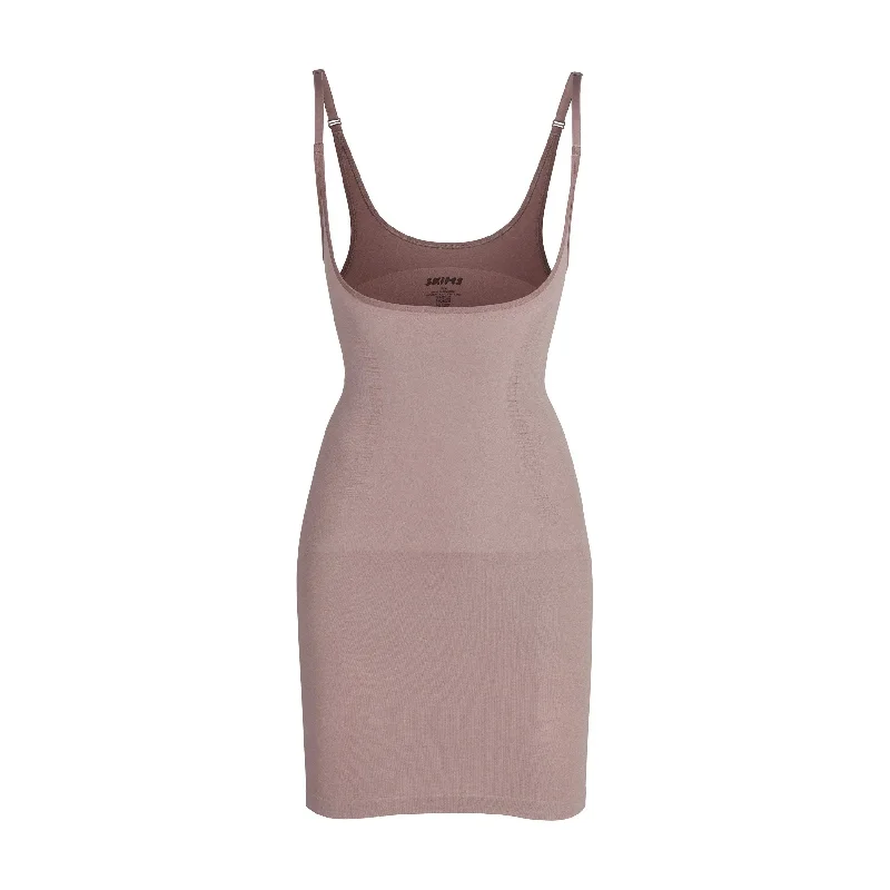 OPEN BUST SLIP DRESS | UMBER